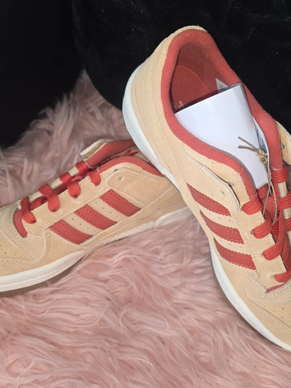 adidas Kids Peach and Red Suede Sneakers